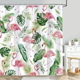 thumbnail image 2 of Tropical Flamingo Shower Curtain for Bathroom, Modern Green Palm Leaf Aesthetic Heavy Duty Textured Fabric Bathroom Shower Curtains,72x72 Inch, 2 of 6