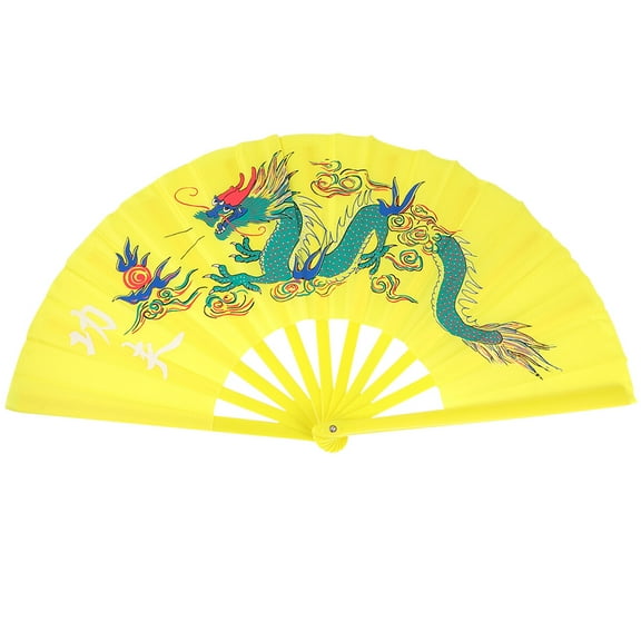 RENACLIPY Yellow Chinese Style Handheld Fan for Kung Fu Taichi, Decorative Dance Fan, Home Decor, 1 Piece