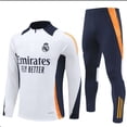 thumbnail image 1 of 2425 New Real Madrid Football Long Sleeve Half Zip Adult & Kids Training Shirt White white, 1 of 2