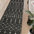 thumbnail image 3 of BizChair Geometric Bohemian Low Pile Rug - 2' x 6' - Dark Gray/Ivory Polyester, 3 of 8