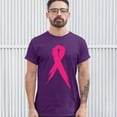 thumbnail image 3 of Tee Hunt Pink Ribbon Breast Cancer Awareness T-Shirt Hope Fight Survivor Mens Shirt, Purple, 5X-Large, 3 of 5