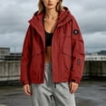 thumbnail image 5 of Waterproof Rain Jackets for Women Oversized Loose And Hooded Windproof Outdoor Mountaineering Water- Full-zip Parka Casual Jacket, 5 of 7