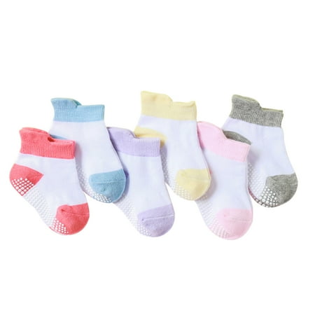 

12 Pairs Color Random Baby Cotton Socks Breathable Elastic Infant Toddler Crew Socks Splice Color Girl 3-5 Years Old