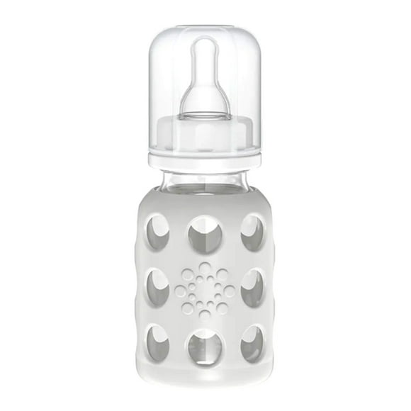 Lifefactory Glass Baby Bottle with Silicone Sleeve - Cool Grey (4 oz)