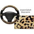 thumbnail image 6 of Luxury Leopard Print Fashionable Plush Car Steering Wheel Cover, Universal Fit, Keep Warm for Car SUV, Beige and Black, 6 of 11