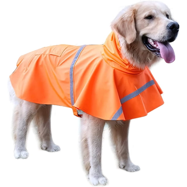 Large Dog Waterproof Adjustable Rain Poncho Lightweight Reflective Pink XXL