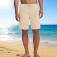 thumbnail image 2 of Timoontee Mens Summer Casual Shorts Lightweight Beach Vacation Shorts Drawstring Elastic Waist Shorts Striped Shorts with Pockets Beige XL, 2 of 7