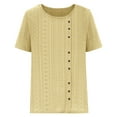 thumbnail image 4 of cfhntfmh Shirts for Women Summer Crewneck Short Sleeve Comfy Tops Buttons down Cutout Basic Trendy T-Shirts, 4 of 6