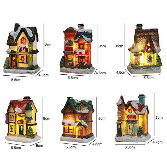 Casa De Luz De Resina De Navidad LED Decoraciones De Navidad Escena De Navidad De Resina Casa De Pueblo Para Regalos De Navidad ANGGREK Descripción de la referencia