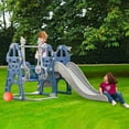 thumbnail image 2 of Ealing Slide and Swing Set for Toddlers,Baby Swing with  Safety Belt for Age 1-2,4 in 1 Playset Toys with Basketball Hoop Indoor Outdoor,Blue, 2 of 11