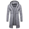 thumbnail image 2 of outfmvch cardigan for men fashion hooded solid trench coat jacket cardigan long sleeve outwear womens tops grey, 2 of 9