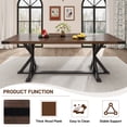 thumbnail image 4 of Blotout 95" Large Farmhouse Dining Table for 10-12 Person, Farmhouse Wood Long Rectangle Kitchen Table w/ Wood Strip Base, Rustic Brown Black Dining Table for Kitchen Living Room, 95 x 40 x 30 Inch, 4 of 10
