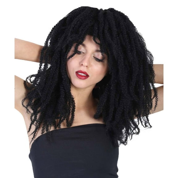 HPO Adult Women's Medium Black Wig – Synthetic Costume Hairpiece for Halloween & Cosplay Events