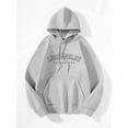 thumbnail image 3 of Hoodies for Men LOS ANGELES Letter Graphic Relaxed Fit Pullover Hoodie Gray XXL, 3 of 9