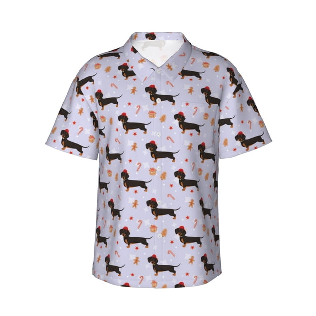 Balery Dachshund Dog Camisas hawaianas de manga corta para hombre, camisas playeras de corte holgado, camisas de vacaciones con botones,X-Large