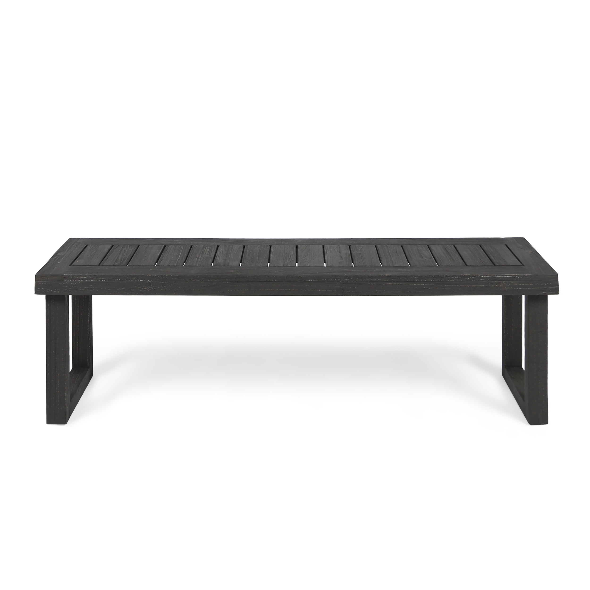 Outdoor Dining Bench, Solid Acacia Wood Rest Bench for Patio Garden, Sandblast Dark Gray