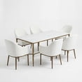 thumbnail image 3 of Christopher Knight Home Modern Dining Set for 6, Marble Top Table with Armchairs, Metal Legs, Forged Brass, 3 of 16