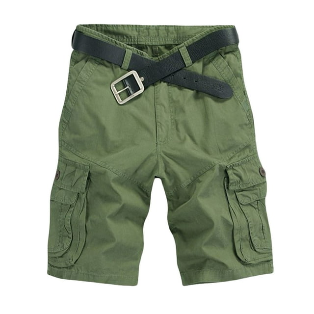 Birdeem Men Casual Solid Fashion Zipper Button Pockets Cropped Cargo Shorts