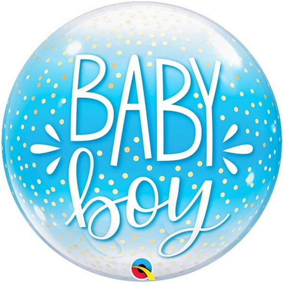 Baby Boy Blue Confetti Dots Bubble Balloon 22"