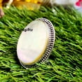 thumbnail image 3 of Handmade Mother of Pearl Ring: Oval Gemstone, Boho Silver Statement, 3 of 10