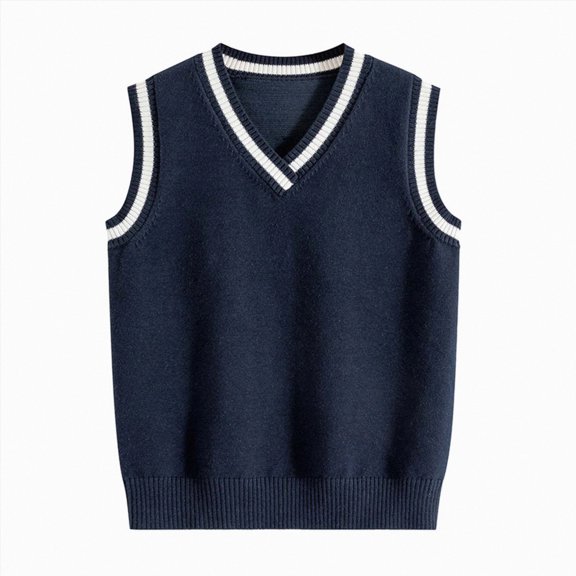Linfrsh Boys Sweater Vest Unisex Cotton Toddler Uniform Vest for Little Big Childrens Kids(Navy,9-11 Years)