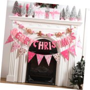 SKYSONIC 3 Piece Pre-Strung Merry Christmas Banner, Felt Merry Christmas Garland, Felt Pennant Christmas Sign for Indoor Holiday Party Decorations