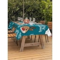 thumbnail image 2 of Outdoor Tablecloth with Umbrella Hole and Zipper, Christmas Santa Claus Rectangle Table Cloth 60x102 Inch Waterproof Tablecloth, Cartoon Xmas Elk Snowflakes Blue Picnic Table Cover for Patio Camping, 2 of 7