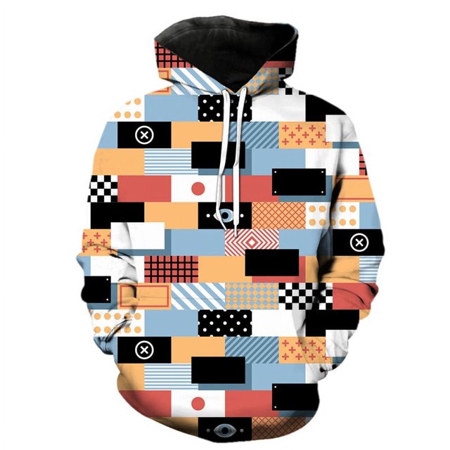 Sweat à Capuche Géométrique Abstrait 3D Imprimé pour Hommes Harajuku Mode Automne Printemps Pull à Manches Longues