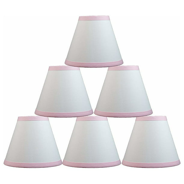 Urbanest White Cotton With Pink Trim, Pink And White Chandelier Lamp Shades