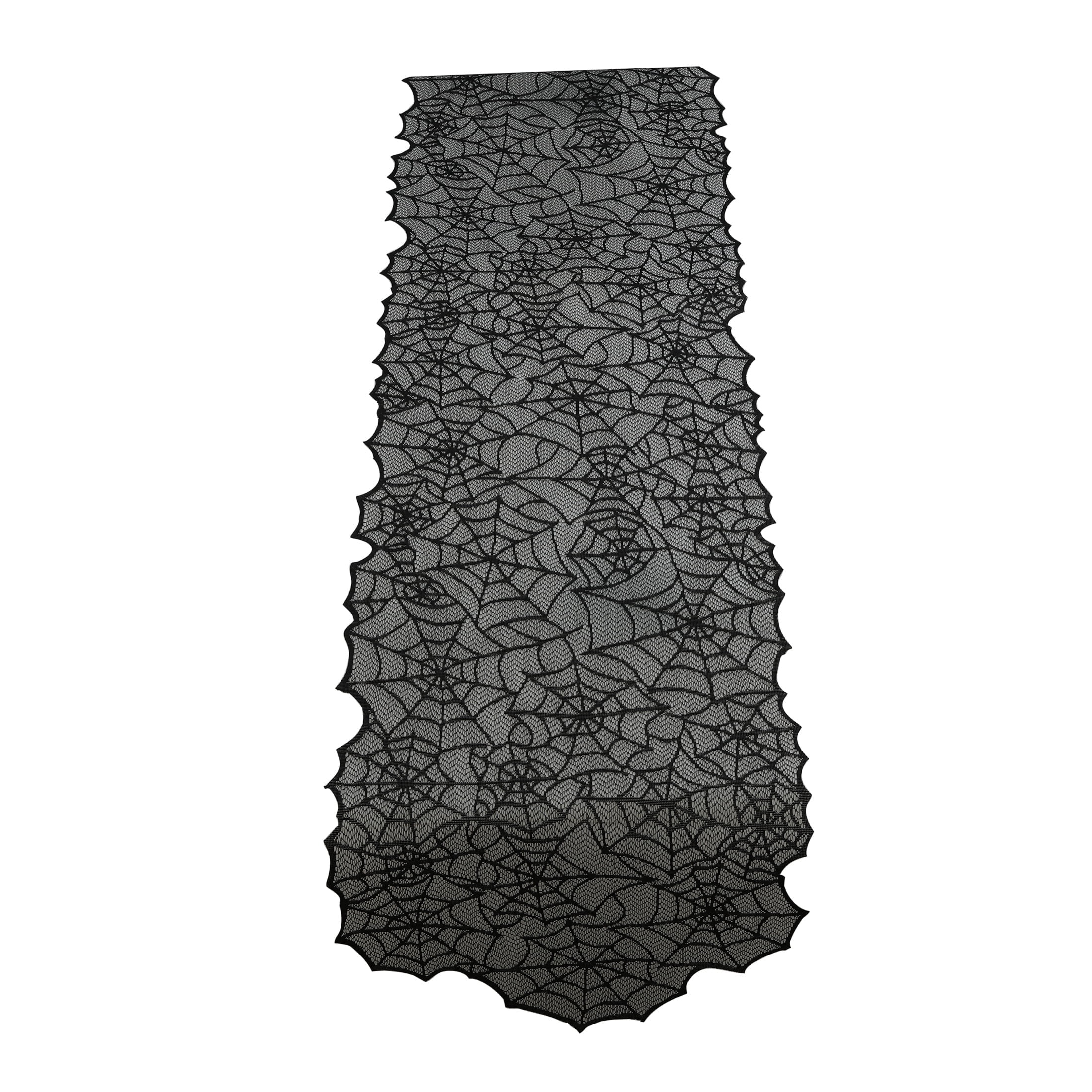 Fabric Spiderweb Table Runner, Black, 80" x 20", Halloween by Way To Celebrate