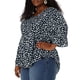thumbnail image 1 of Women's Plus Size Blouse V Neck 3/4 Ruffle Sleeve PolDots Peplum Top Navy Blue 2X, 1 of 7