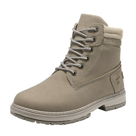 KELINFONG Womens Chelsea Platform Combat Boots Lace up Lug Sole Buckle Ankle Booties Shoes