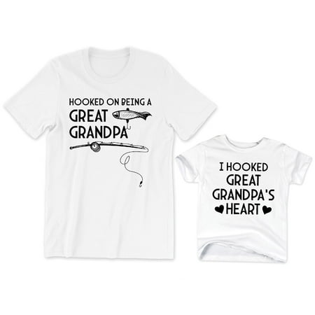 

Hooked On Being a Great Grandpa Men s T-Shirt Funny Fishing Tee I Hooked Great Grandpa s Heart Kids Toddler Shirt Youth Baby