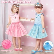 Flybay Princess Dress up for Girls, 27Pcs Toddler Dress up Toys Costumes Set Skirts, Shoes, Crowns, Pretend Play Birthday Gifts for 3-7 Year Old Girls