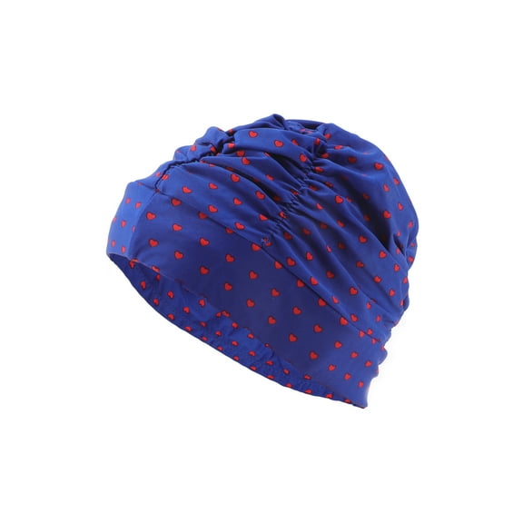 Unique Bargains 1 Pc Elasticity Heart Pattern Swim Cap 5.91"x9.25" Blue Red