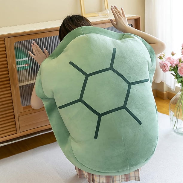 Almohadas de Concha de Tortuga para Vestir, Disfraz de Animal de Peluche con Peso, Juguete de Peluche, Disfraz Divertido, Almohada de Concha de Tortuga Grande, Suave para Dormir, Cojín,(80cm verde)
