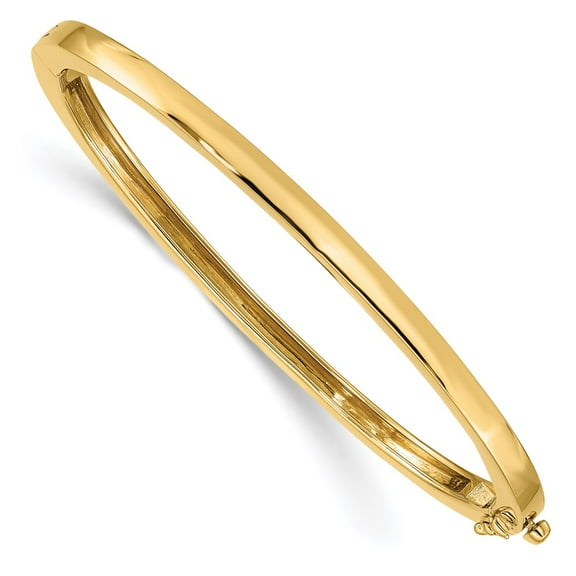 14k Yellow Gold Bracelet Bangle Women's 3.6 mm in Polished Solid Hinged