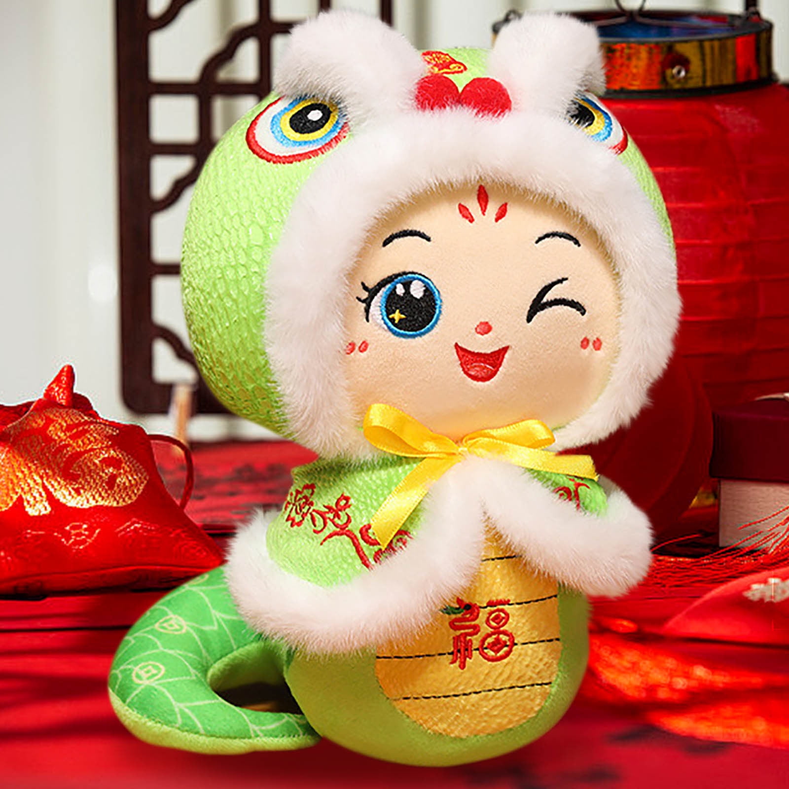 Pxyqht Cute Snake Year Doll Plush Toy for Babies,Auspicious Gift with Good Meaning for Newborns,Soft Cloth Doll for Decor and Playtime,Ideal Photography Prop