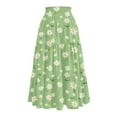 thumbnail image 3 of WTOBBY Boho Floral Print Drawstring Skirt Women's Elastic Waist Maxi Skirt Casual Summer Beach Skirt Flowy Tiered Long Skirt with Waist Tie and Pocket Detail,Light Green L, 3 of 4