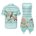 thumbnail image 3 of Psesaysky Couples Matching Hawaiian Outfit Hummingbird Floral Print Mens Short Sleeve Shirts or Womens Sleeveless Tank Sundress with Pockets Beach Vacation Outfit,Green Stripe, 3 of 7
