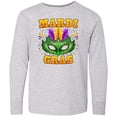 thumbnail image 3 of Inktastic Mardi Gras with Green Masquerade Mask Long Sleeve Youth T-Shirt, 3 of 5