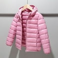 thumbnail image 3 of Alvivi Boys Girls Winter Coat Lightweight Down Puffer Jacket Long Sleeve Hodded Windbreaker Outwear Pink 9-10, 3 of 6
