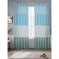 thumbnail image 3 of Colorful Stripe Semi Sheer Curtains 84 Inch Length 2 Panels Set, Modern Teal Blue Green Vertical Striped Sheer Kitchen Curtain Privacy Voile Window Curtain for Living Room Bedroom Rod Pocket Drapes, 3 of 7
