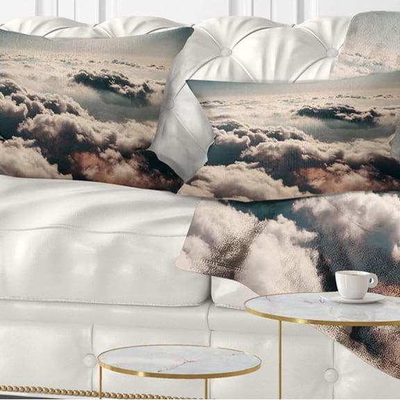 Designart Sky above Dark Heavy Clouds - Contemporary Landscape Printed Throw Pillow - 12x20