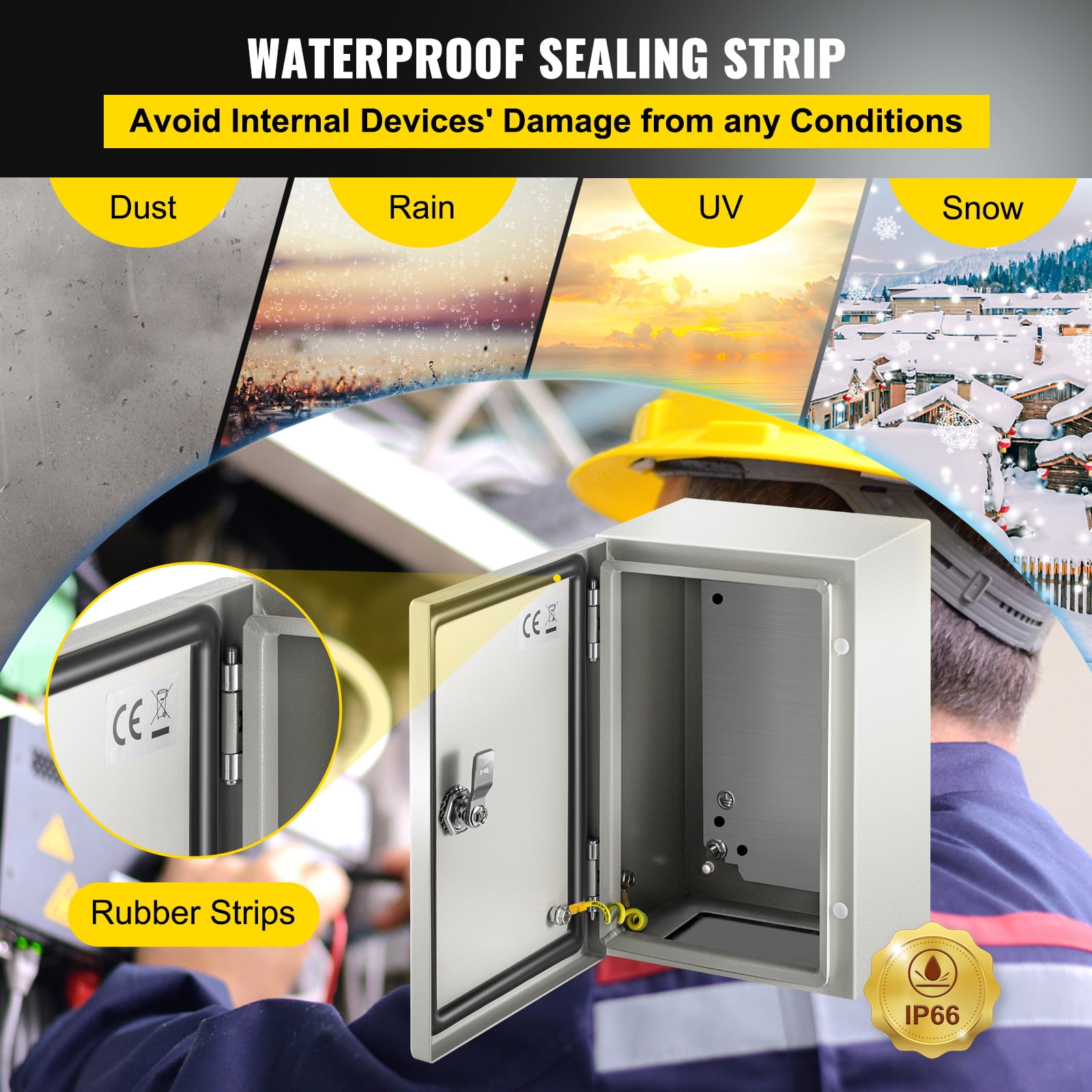 KFFKFF NEMA Metal Housing 12×8×6, NEMA 4X Metallic Electric Container, IP66 Resistant to Water & Dust, Exterior/Interior Electric Connection Box, Comes with Fixing Panel
