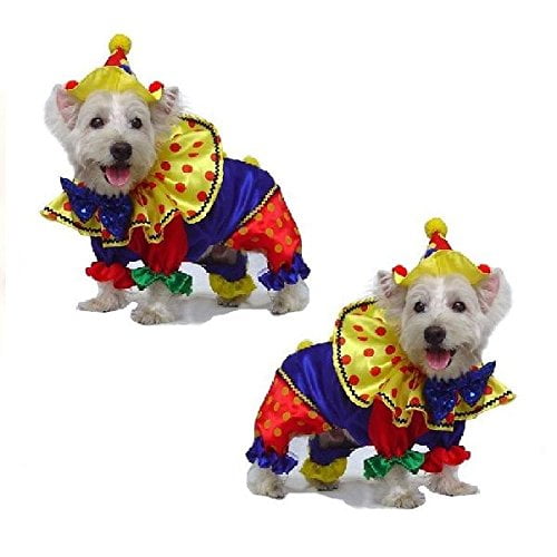 Dog Costume SHINY CLOWN COSTUMES Dogs As Colorful Circus Clowns(Size 0