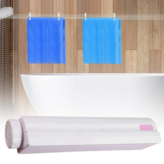 Apeya Retractable Clothesline-4-Line Portable Style Laundry Drying Rack,For Indoor & Outdoor Use,Telescopic Clothesline with Punched Holes,Spring-Loaded Clothes Rack,Hotel Clothesline