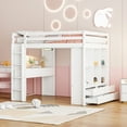 thumbnail image 3 of Harper & Bright Designs Wooden Full Size Loft Bed with Writing Desk for Boys Girls, Loft Bed Frame with Storage Shelves & LED Light for Boys Girls, White, 3 of 18