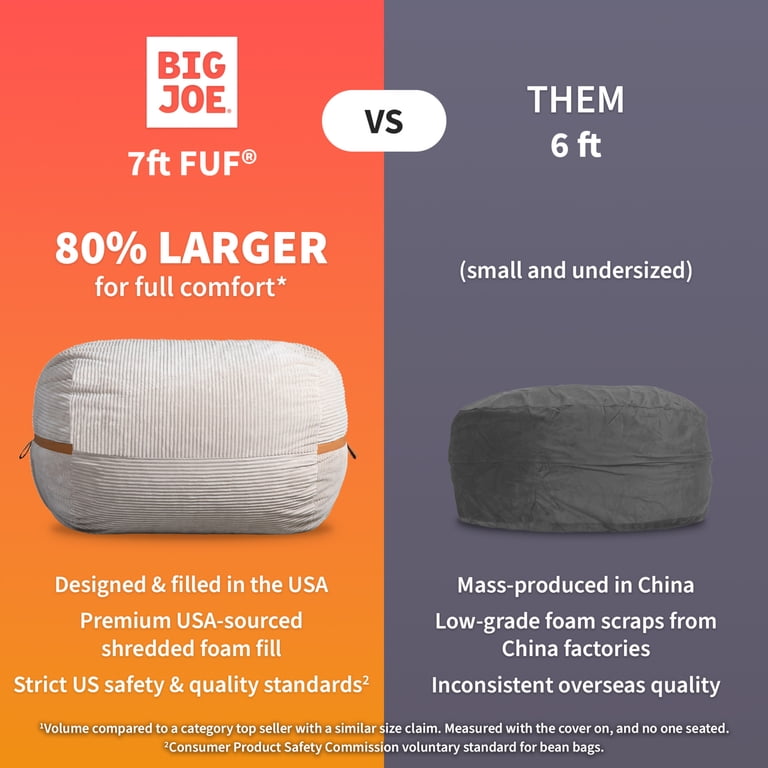Big Joe Extra Large Foam Filled Bean Bag Chair, Adult Size, with