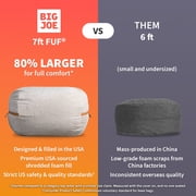 Big Joe Fuf 7Ft Giant Foam Bean Bag Chair, Oversized Couch with Removable Cover for Kids, Teens, Adults, Fog Lenox, Durable Woven Polyester, 7 Foot